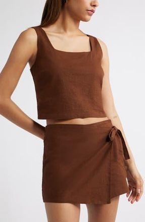 Open Edit Sleeveless Linen Blend Top in Brown Soil at Nordstrom Rack, Size X-Large