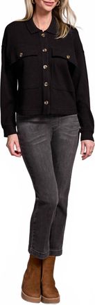 Tribal Brushed Waffle Knit Shacket In Black