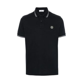 Stone Island Polo shirt met kompas-motief - Heren - Polos - Blauw - S - Katoen - Tops