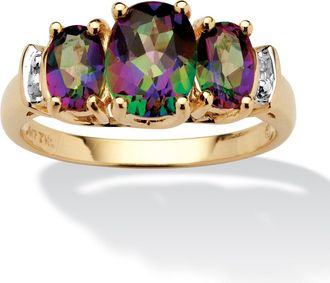 Palm Beach Jewelry 2.75 TCW Oval-Cut Genuine Fire Topaz and Diamond Accent 10k Yellow Gold Ring