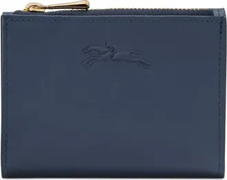 Longchamp Portafoglio compatto con logo goffrato - Blu