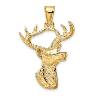 Diamond2Deal 10k Yellow Gold Deer Head Profile Charm