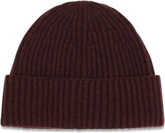 Brunello Cucinelli Burgundy Knitted Beanie Cap