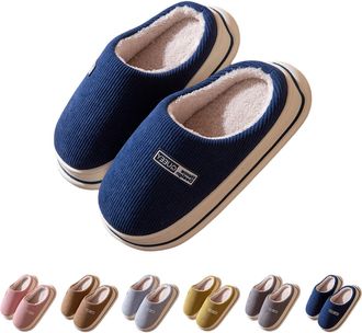 Generic Chunky Sole Slippers Women Matching House Slippers Slip On House Shoes Winter Warm Lined Slipper Mens Plain Slipper Unisex Couple Sliders Memory Foam 