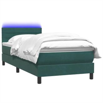 vidaXL Cama Box Spring Con Colch&oacute;n Terciopelo Verde Oscuro 80x220 Cm Vidaxl