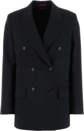 Gucci Blue Solid Peaked Lapel Jacket