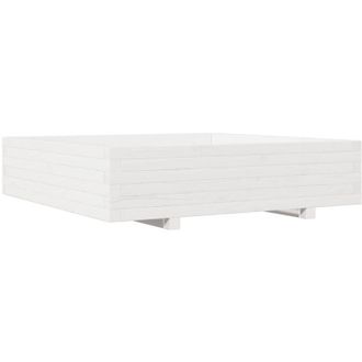 vidaXL Jardinera Madera Maciza De Pino Blanco 100x100x26,5 Cm Vidaxl
