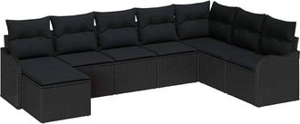 vidaXL Garden Sofa Set with Cushion 8 pcs Black Poly rattan vidaXL