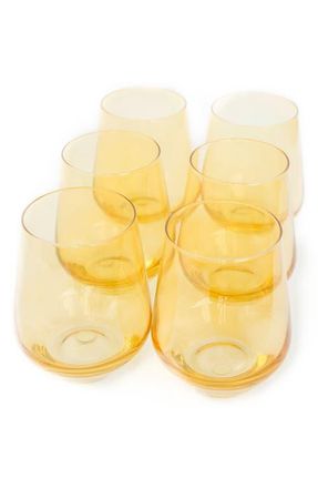 Estelle Colored Glass Set of 6 Stemless Wineglasses in Yellow at Nordstrom
