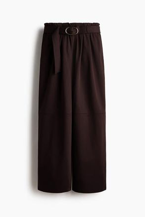 H&M Belted Trousers in Dark Brown at Nordstrom, Size Xx-Large