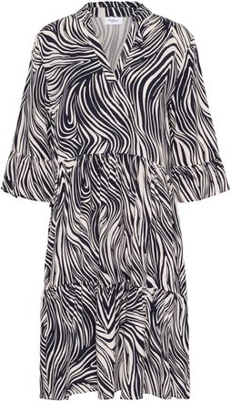 Saint Tropez Blusenkleid SAINT TROPEZ EdaSZ Dress, Damen, Gr. XXL, N-Gr, weiss (baritone leaves strokes), Web, Obermaterial: 100% Viskose, gemustert, knieumspielen