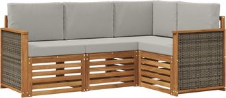 vidaXL Conjunto De Sof&aacute;s De Exterior 4 Uds. Poli&eacute;ster Vidaxl