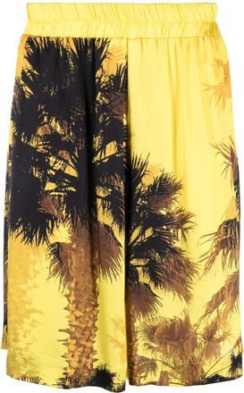Laneus palm-tree print shorts - men - Viscose - 46 - Yellow
