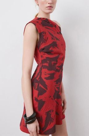 Mango Texture One-Shoulder Minidress in Red at Nordstrom, Size 8