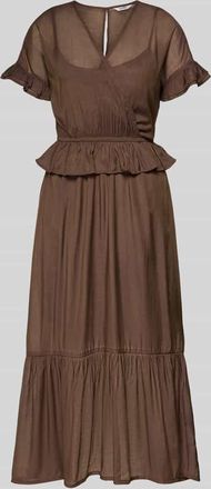 Mbym mbyM Maxikleid aus Viskose-Mix im Stufen-Look Modell Gunnvor in Mittelbraun, Gr&ouml;&szlig;e XL