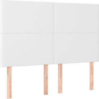 vidaXL Cabecero Con Luces Led Cuero Sint&eacute;tico Blanco 144x5x118/128 Cm Vidaxl