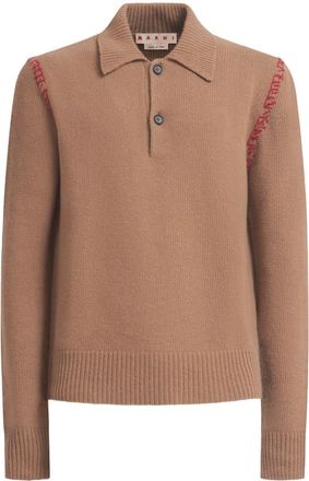 Marni knitted polo shirt - men - Virgin Wool/Cashmere - 54 - Brown