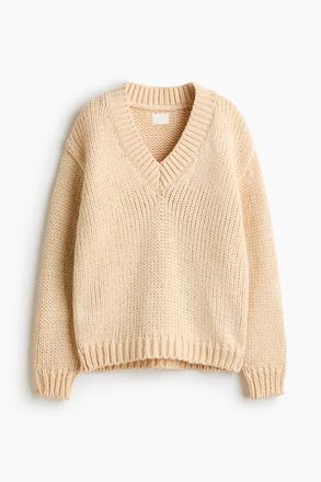 H&M Knitted V-neck Jumper in Butter Yellow at Nordstrom, Size Xx-Small
