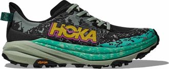 Hoka One One Womens Speedgoat 6 Running Shoes In Black/aloe Vera