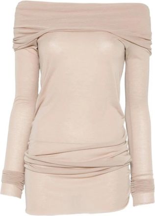 Rick Owens Off-Shoulder Long-Sleeve T-Shirt - Dames - Longsleeves - Roze - S - Tops