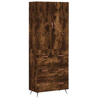 vidaXL Vidaxl - Aparador Alto Madera Contrachapada Roble Ahumado 69,5x34x180 Cm