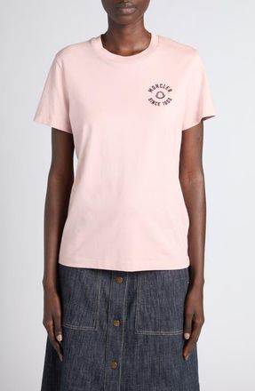 Moncler Logo Embroidered T-Shirt in Dusty Pink at Nordstrom, Size Xx-Small