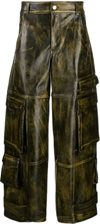 GCDS Rub-Off Ultracargo leather trousers - men - Leather/Viscose - 44 - Black