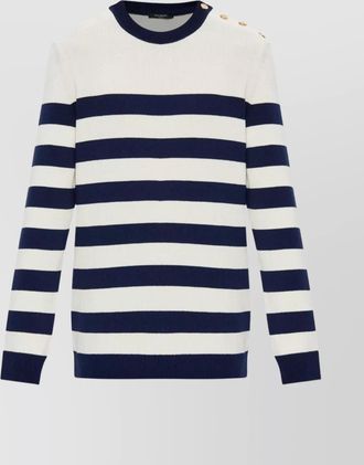 Balmain striped crew neck long sleeve sweater