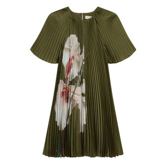 Ted Baker Vinlaa Mini-jurk Met Korte Mouwen En Plooien, Groen