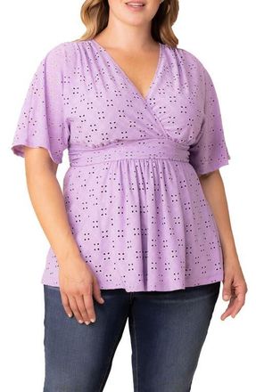 Kiyonna Sunny Day Eyelet Wrap Top in Lilac at Nordstrom, Size 2X