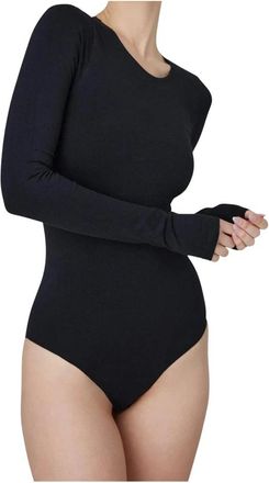 Swedish Stockings Vega Long Sleeve Body - Dames - Bodies - Zwart - M/L - Katoen - Tops