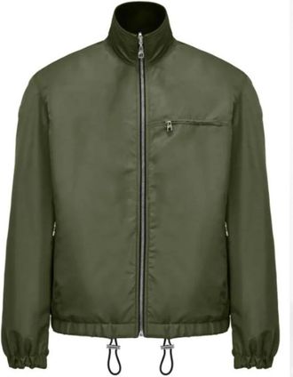 Alexander McQueen Logo Print Katoenen Jack Hoge Hals - Heren - Zomerjassen - Groen - 2XL - Katoen - Jassen