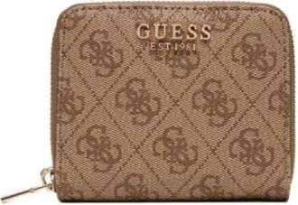 Guess Laurel II Small Zip Around Portemonnee - Dames - Portefeuilles - Beige - ONE Size - Polyester - Accessoires