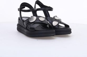 Mjus Sandalen met sleehak, in leer