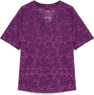 Fiorella Rubino Jacquard T-shirt met print - Dames - T-shirts - Paars - XL - Polyester - Tops