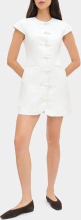 Aligne Jennie Cap Sleeve Cotton & Linen Minidress in White at Nordstrom, Size 18