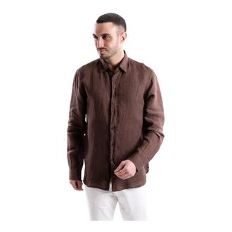 Xacus Linnen Overhemd - Heren - Casual Overhemden - Bruin - L - Linnen - Overhemden