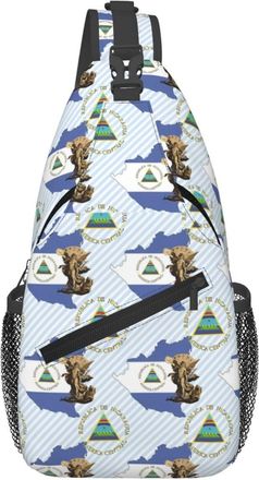 Generic Nicaragua Flag Map And St Michael The Archangel Angel Sling Bag Lightweight Cross Body Bag Trendy Backpack For Casual Women Camping