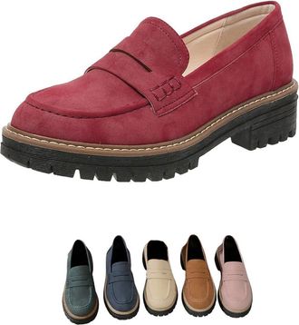 Generic Womens Shoes,SchoolShoes for Girls,Orthopedic Platform Loafers for Women Slip-On Suede Leather with Arch Support Comfort Low Top Lightweight Platform 