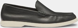HUGO BOSS Mens Sienne Tumbled Leather Moccasins - Black - Size: 10