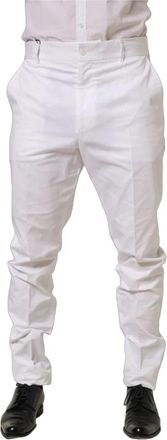 Dolce & Gabbana Dress Broeken met Taps Toelopende Pijpen - Heren - Slim Fit Broeken - Wit - XL - Katoen - Broeken