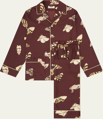 Olivia Von Halle Yves Ettore Moth-Print Silk Twill Pajama Set