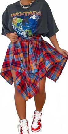 Beston Tie Me Up Plaid Skirt In Red