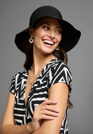 Laura Scott Sonnenhut LAURA SCOTT, Damen, schwarz, Web, Kunstfaser, unifarben, festlich, H&uuml;te Sonnenhut, im eleganten Look, knautsch und faltbar