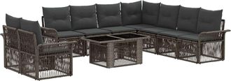 vidaXL Conjunto De Sof&aacute;s De Jard&iacute;n 10 Uds. Gris Y Gris Oscuro Vidaxl