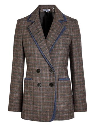 Veronica Beard Hedi plaid double-breasted blazer - women - Wool/Viscose/Polyester/Polyamide/Viscose - 12 - Brown
