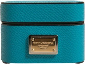 Dolce & Gabbana Groen leren Airpods hoesje - Heren - Sieradendozen - Blauw - ONE Size - Leer - Accessoires