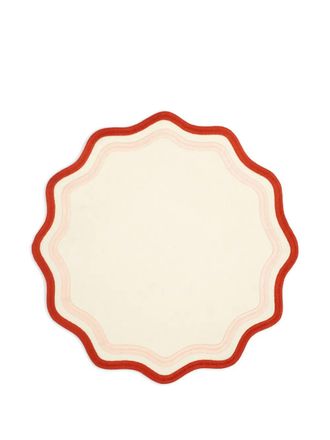 Misette scalloped embroidered placemats (set of four) - unisex - Linen/Flax - One Size - Neutrals