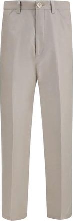 Brunello Cucinelli Katoenen en linnen broek - Heren - Chinos - Beige - L - Katoen - Broeken