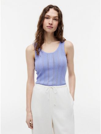 Tommy Hilfiger Womens Mixed-Knit Tank Top - Purple - XXL